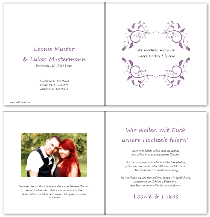  Einladungskarten Hochzeit, Hochzeitseinladungen, Hochzeitskarten, Einladungen für Hochzeit