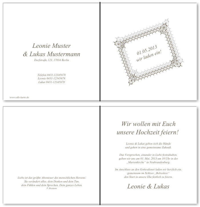  Einladungskarten Hochzeit, Hochzeitseinladungen, Hochzeitskarten, Einladungen für Hochzeit