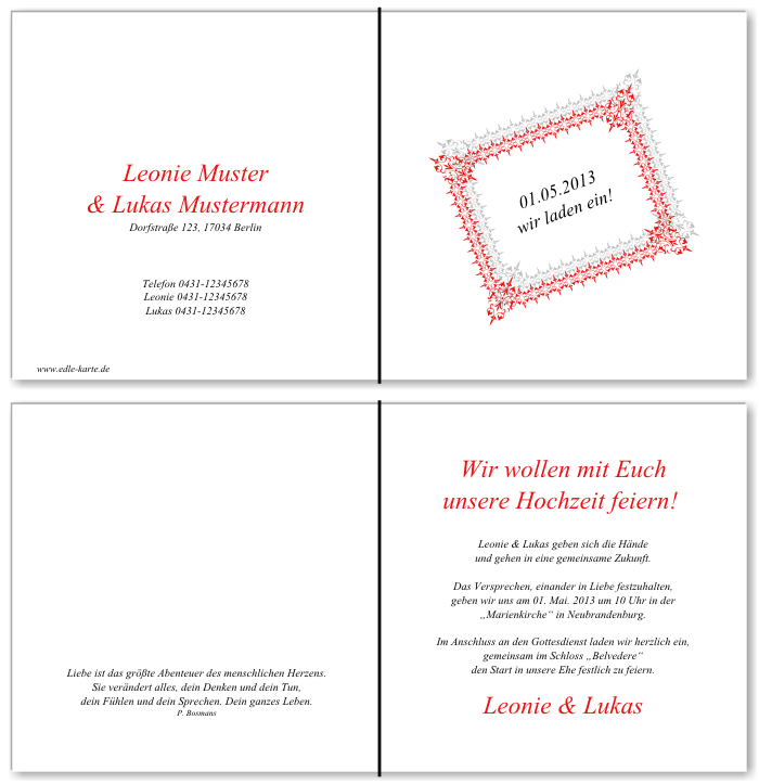  Einladungskarten Hochzeit, Hochzeitseinladungen, Hochzeitskarten, Einladungen für Hochzeit