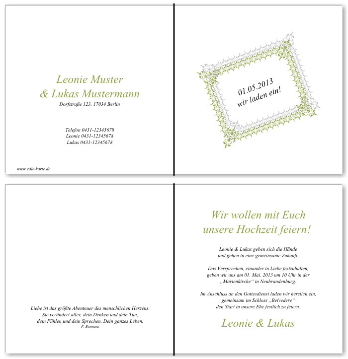  Einladungskarten Hochzeit, Hochzeitseinladungen, Hochzeitskarten, Einladungen für Hochzeit