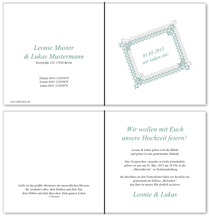  Einladungskarten Hochzeit, Hochzeitseinladungen, Hochzeitskarten, Einladungen für Hochzeit
