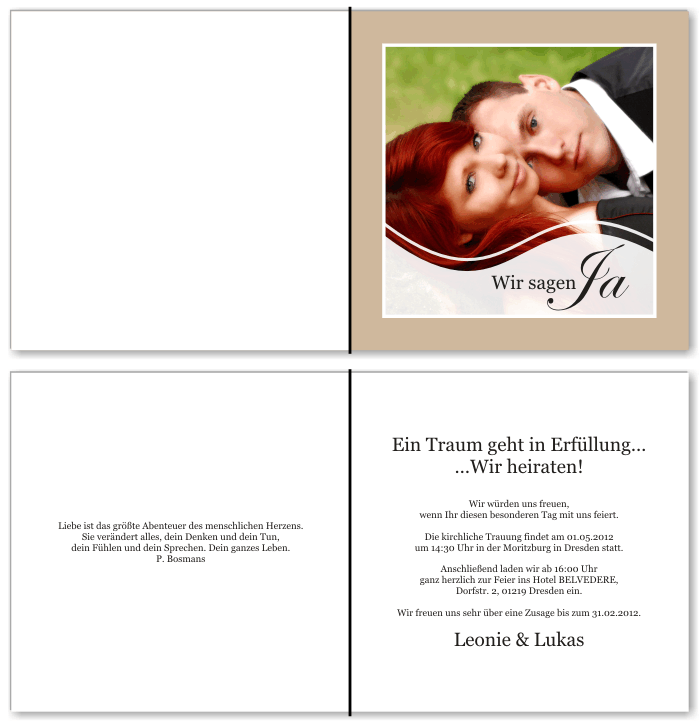  Einladungskarten Hochzeit, Hochzeitseinladungen, Hochzeitskarten, Einladungen für Hochzeit