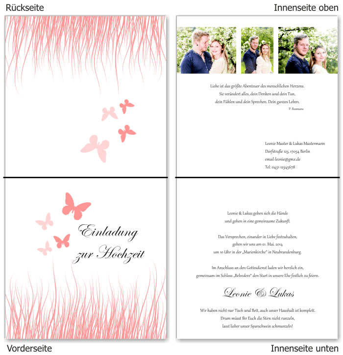  Einladungskarten Hochzeit, Hochzeitseinladungen, Hochzeitskarten, Einladungen für Hochzeit