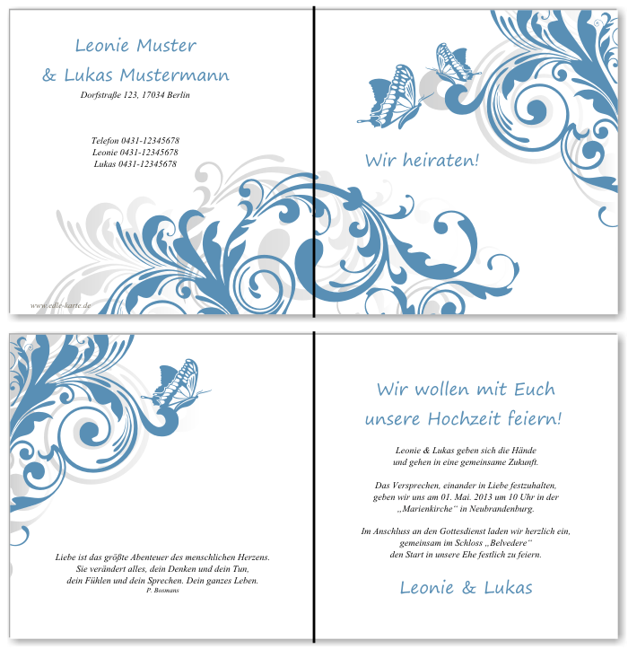  Einladungskarten Hochzeit, Hochzeitseinladungen, Hochzeitskarten, Einladungen für Hochzeit