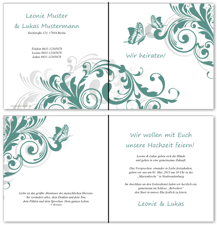  Einladungskarten Hochzeit, Hochzeitseinladungen, Hochzeitskarten, Einladungen für Hochzeit