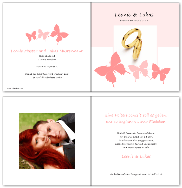 Einladungskarten Hochzeit, Hochzeitseinladungen, Hochzeitskarten, Einladungen für Hochzeit