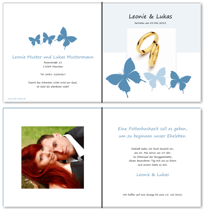  Einladungskarten Hochzeit, Hochzeitseinladungen, Hochzeitskarten, Einladungen für Hochzeit