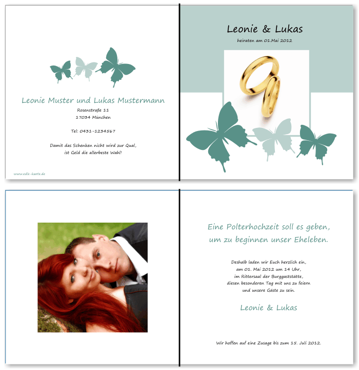  Einladungskarten Hochzeit, Hochzeitseinladungen, Hochzeitskarten, Einladungen für Hochzeit