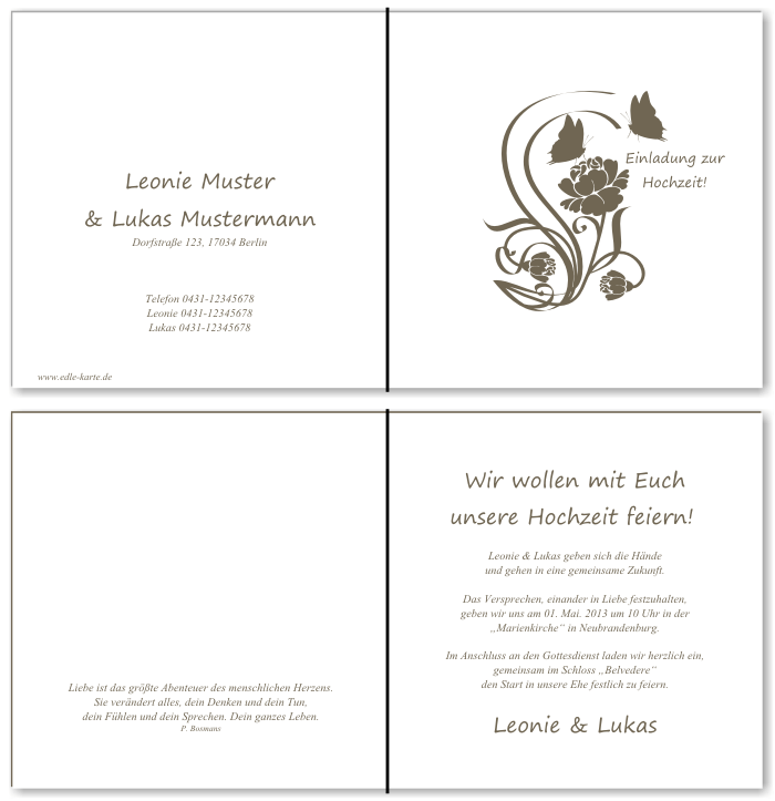  Einladungskarten Hochzeit, Hochzeitseinladungen, Hochzeitskarten, Einladungen für Hochzeit