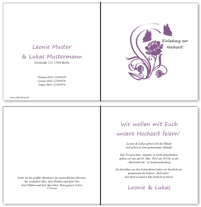  Einladungskarten Hochzeit, Hochzeitseinladungen, Hochzeitskarten, Einladungen für Hochzeit