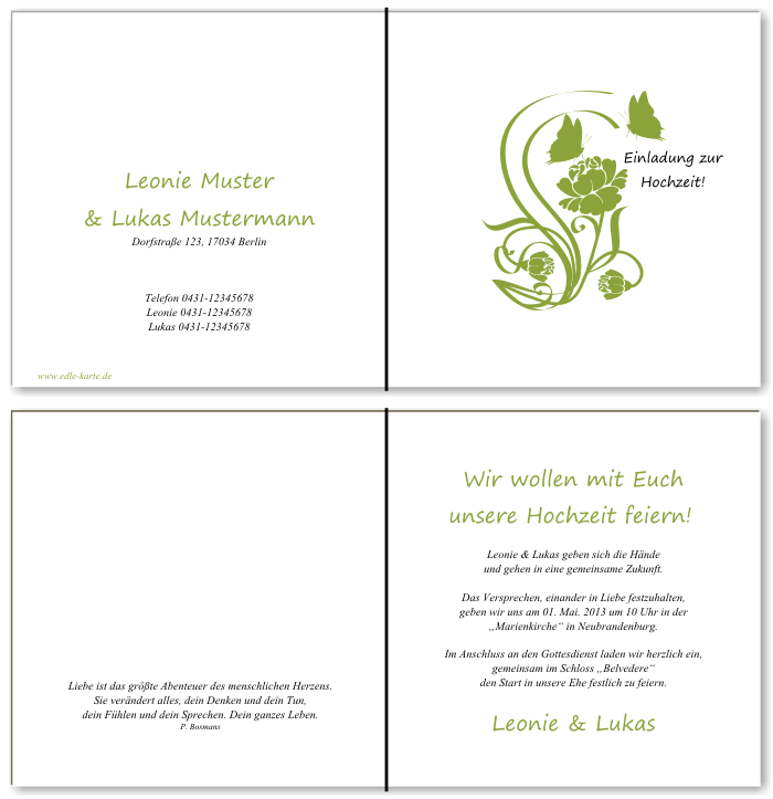  Einladungskarten Hochzeit, Hochzeitseinladungen, Hochzeitskarten, Einladungen für Hochzeit