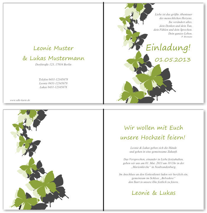  Einladungskarten Hochzeit, Hochzeitseinladungen, Hochzeitskarten, Einladungen für Hochzeit