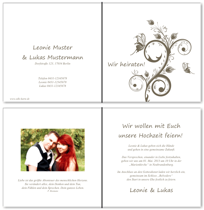  Einladungskarten Hochzeit, Hochzeitseinladungen, Hochzeitskarten, Einladungen für Hochzeit