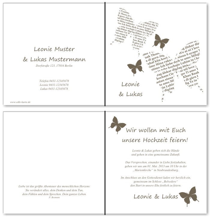  Einladungskarten Hochzeit, Hochzeitseinladungen, Hochzeitskarten, Einladungen für Hochzeit