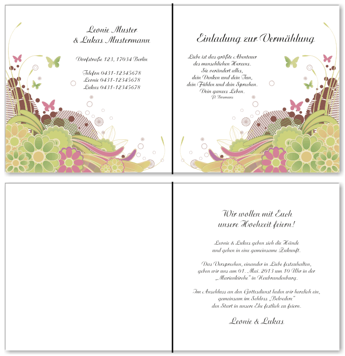  Einladungskarten Hochzeit, Hochzeitseinladungen, Hochzeitskarten, Einladungen für Hochzeit
