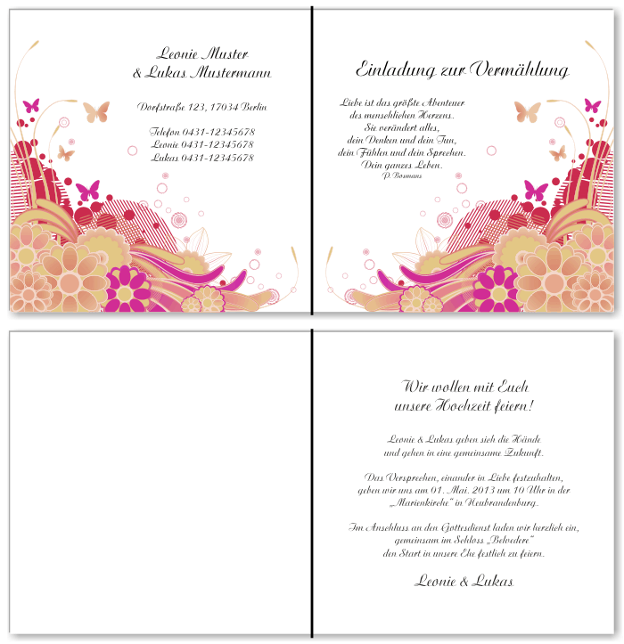  Einladungskarten Hochzeit, Hochzeitseinladungen, Hochzeitskarten, Einladungen für Hochzeit