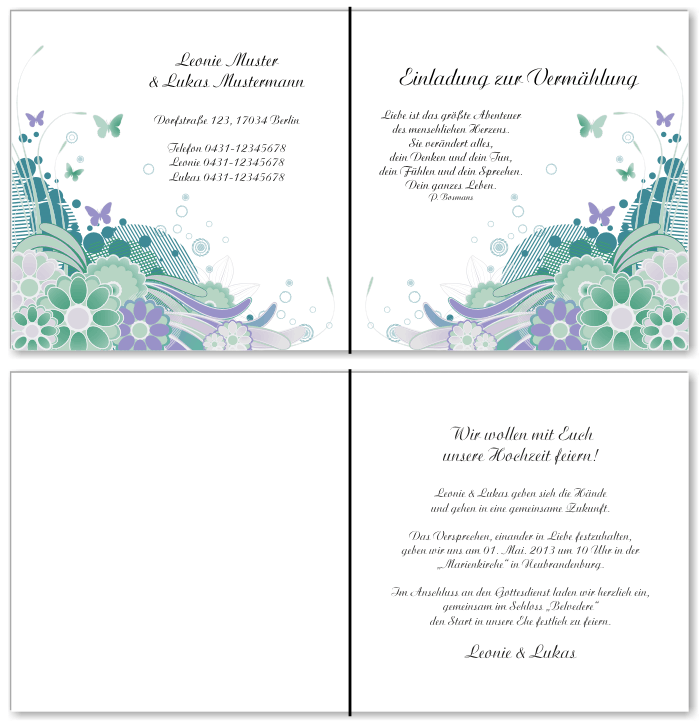 Einladungskarten Hochzeit, Hochzeitseinladungen, Hochzeitskarten, Einladungen für Hochzeit