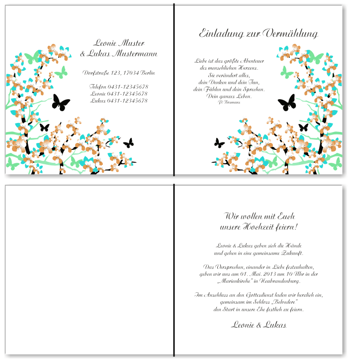  Einladungskarten Hochzeit, Hochzeitseinladungen, Hochzeitskarten, Einladungen für Hochzeit