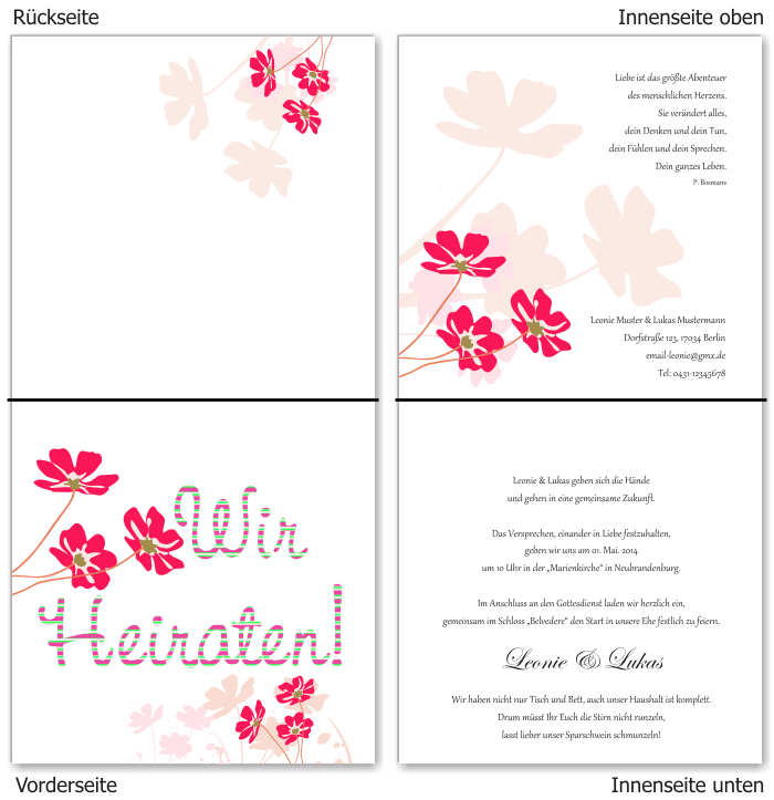  Einladungskarten Hochzeit, Hochzeitseinladungen, Hochzeitskarten, Einladungen für Hochzeit