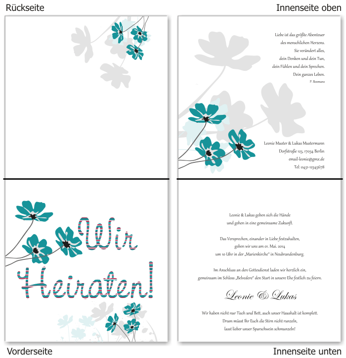  Einladungskarten Hochzeit, Hochzeitseinladungen, Hochzeitskarten, Einladungen für Hochzeit