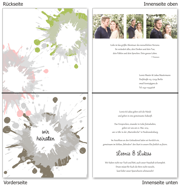  Einladungskarten Hochzeit, Hochzeitseinladungen, Hochzeitskarten, Einladungen für Hochzeit