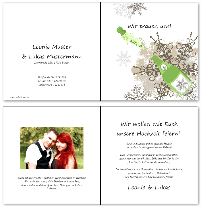  Einladungskarten Hochzeit, Hochzeitseinladungen, Hochzeitskarten, Einladungen für Hochzeit
