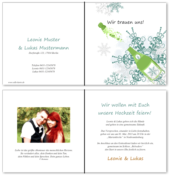  Einladungskarten Hochzeit, Hochzeitseinladungen, Hochzeitskarten, Einladungen für Hochzeit