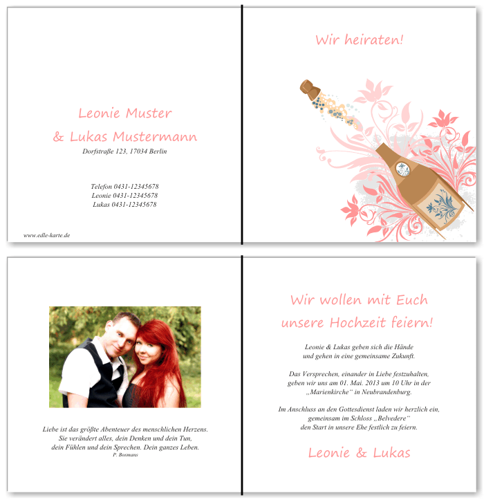  Einladungskarten Hochzeit, Hochzeitseinladungen, Hochzeitskarten, Einladungen für Hochzeit