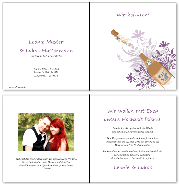  Einladungskarten Hochzeit, Hochzeitseinladungen, Hochzeitskarten, Einladungen für Hochzeit