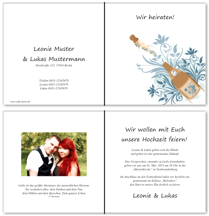  Einladungskarten Hochzeit, Hochzeitseinladungen, Hochzeitskarten, Einladungen für Hochzeit