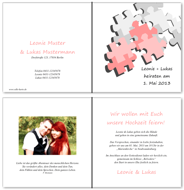  Einladungskarten Hochzeit, Hochzeitseinladungen, Hochzeitskarten, Einladungen für Hochzeit