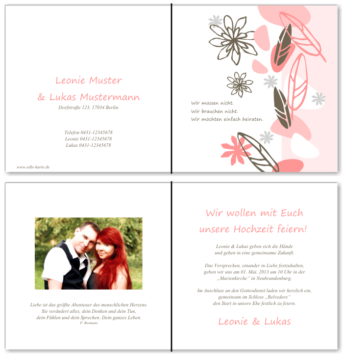  Einladungskarten Hochzeit, Hochzeitseinladungen, Hochzeitskarten, Einladungen für Hochzeit
