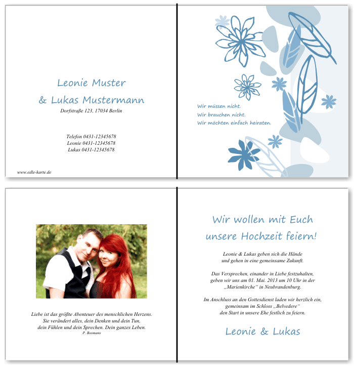  Einladungskarten Hochzeit, Hochzeitseinladungen, Hochzeitskarten, Einladungen für Hochzeit