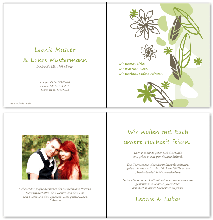  Einladungskarten Hochzeit, Hochzeitseinladungen, Hochzeitskarten, Einladungen für Hochzeit