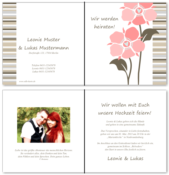  Einladungskarten Hochzeit, Hochzeitseinladungen, Hochzeitskarten, Einladungen für Hochzeit