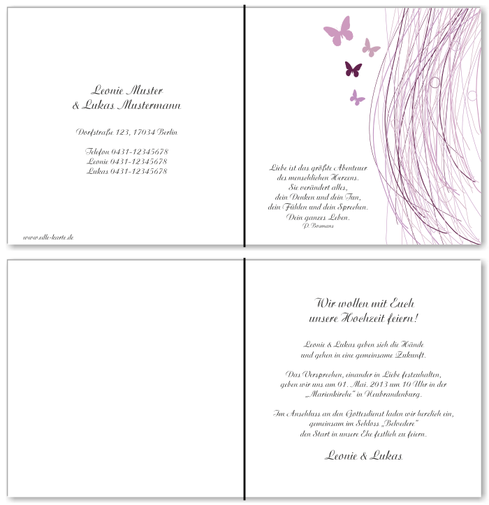  Einladungskarten Hochzeit, Hochzeitseinladungen, Hochzeitskarten, Einladungen für Hochzeit