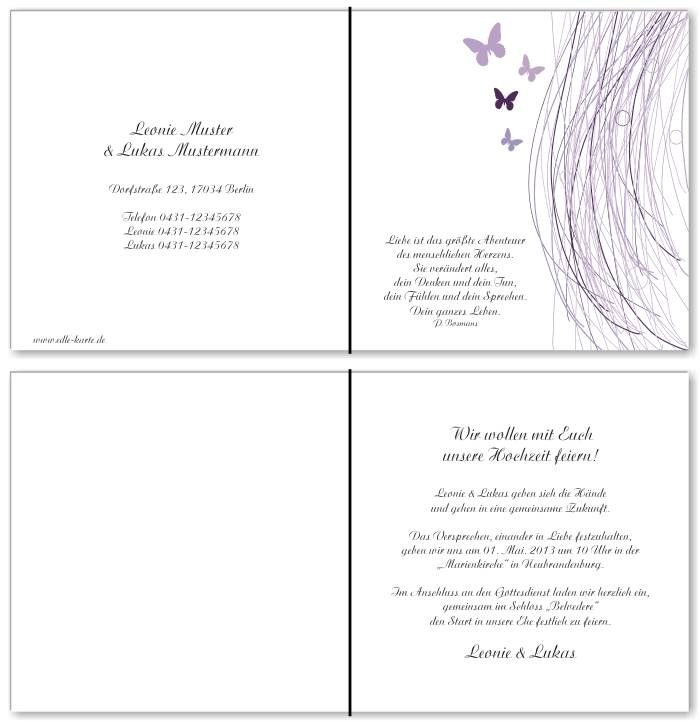  Einladungskarten Hochzeit, Hochzeitseinladungen, Hochzeitskarten, Einladungen für Hochzeit