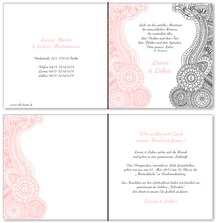  Einladungskarten Hochzeit, Hochzeitseinladungen, Hochzeitskarten, Einladungen für Hochzeit