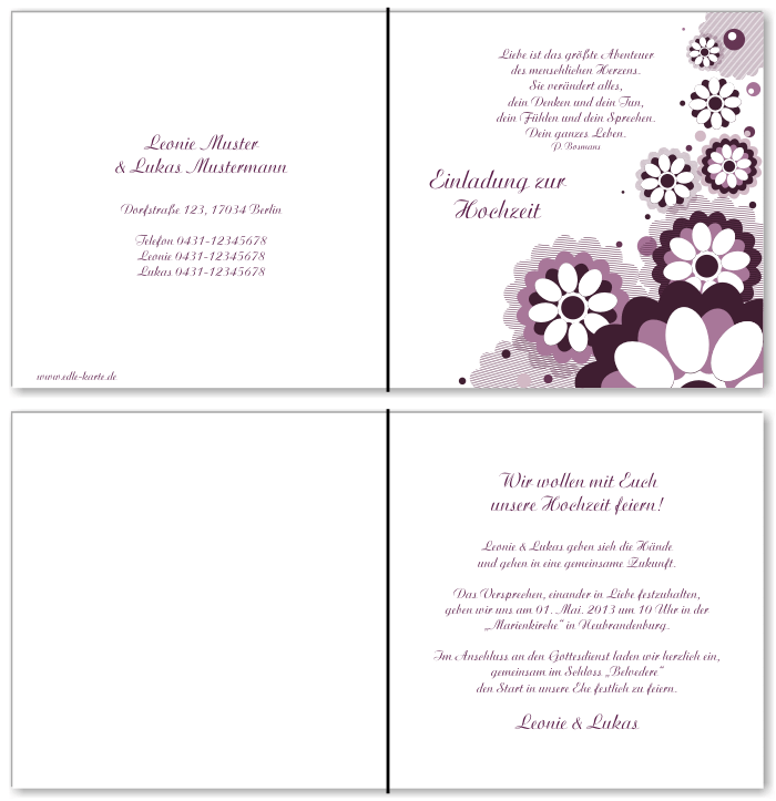  Einladungskarten Hochzeit, Hochzeitseinladungen, Hochzeitskarten, Einladungen für Hochzeit