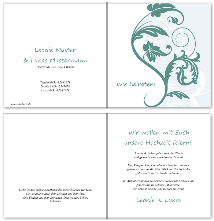  Einladungskarten Hochzeit, Hochzeitseinladungen, Hochzeitskarten, Einladungen für Hochzeit