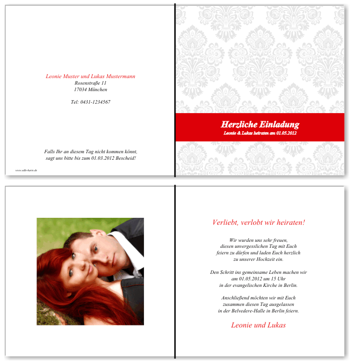  Einladungskarten Hochzeit, Hochzeitseinladungen, Hochzeitskarten, Einladungen für Hochzeit