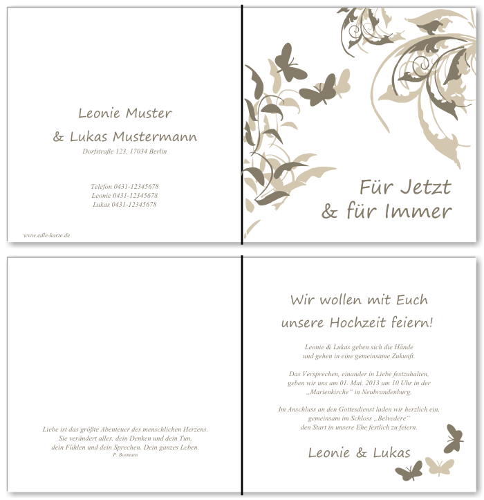  Einladungskarten Hochzeit, Hochzeitseinladungen, Hochzeitskarten, Einladungen für Hochzeit