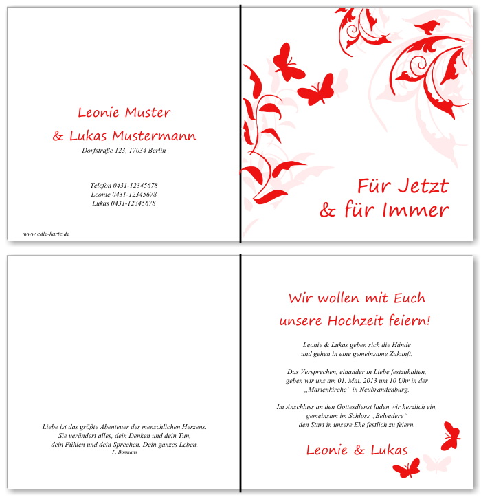  Einladungskarten Hochzeit, Hochzeitseinladungen, Hochzeitskarten, Einladungen für Hochzeit