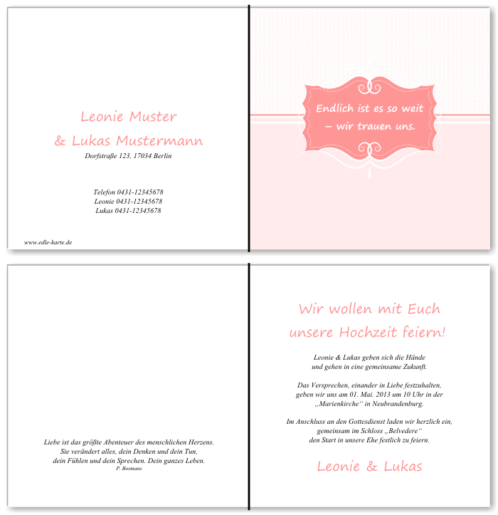  Einladungskarten Hochzeit, Hochzeitseinladungen, Hochzeitskarten, Einladungen für Hochzeit