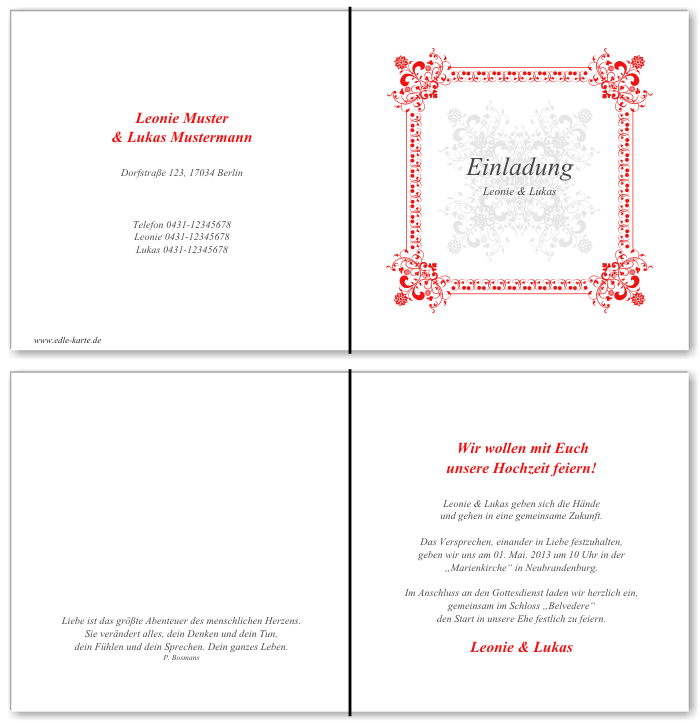  Einladungskarten Hochzeit, Hochzeitseinladungen, Hochzeitskarten, Einladungen für Hochzeit