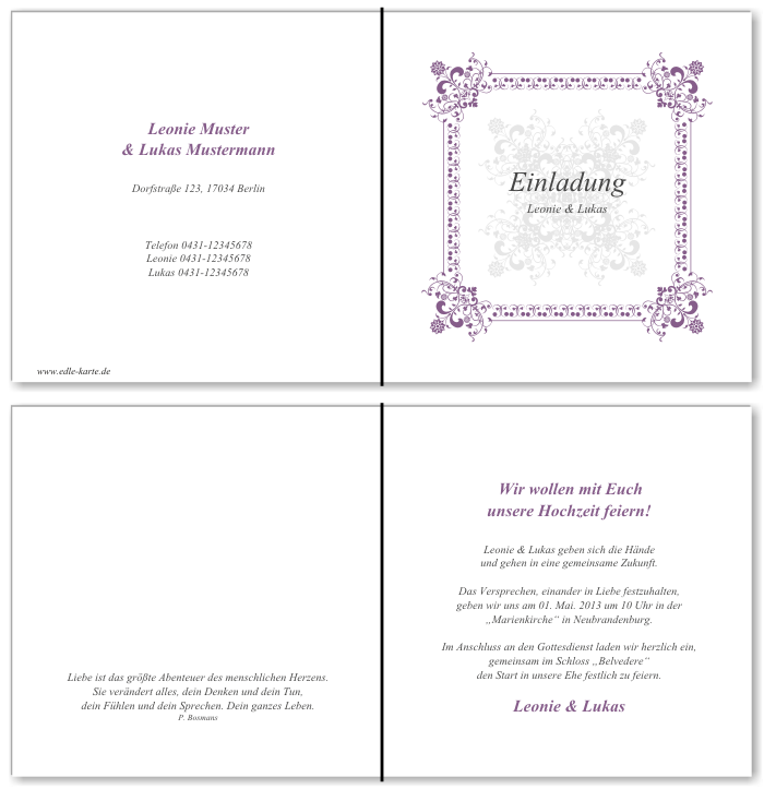 Einladungskarten Hochzeit, Hochzeitseinladungen, Hochzeitskarten, Einladungen für Hochzeit