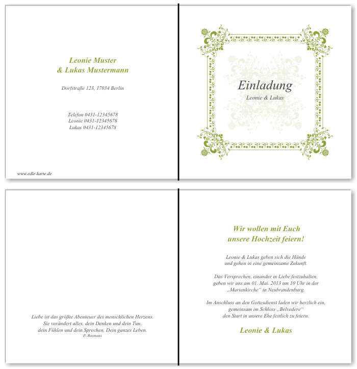  Einladungskarten Hochzeit, Hochzeitseinladungen, Hochzeitskarten, Einladungen für Hochzeit