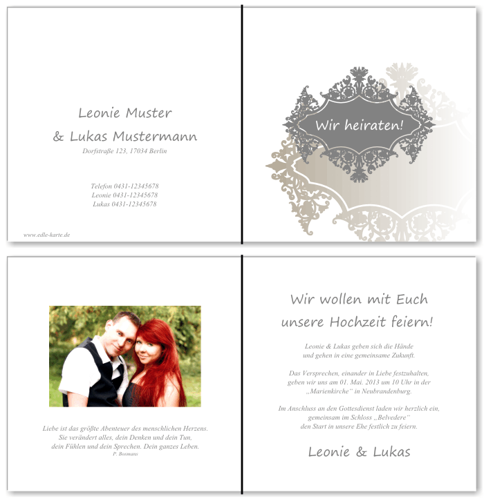  Einladungskarten Hochzeit, Hochzeitseinladungen, Hochzeitskarten, Einladungen für Hochzeit