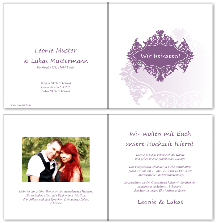  Einladungskarten Hochzeit, Hochzeitseinladungen, Hochzeitskarten, Einladungen für Hochzeit