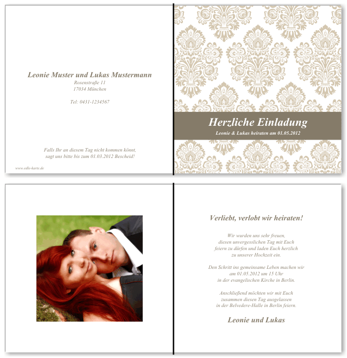  Einladungskarten Hochzeit, Hochzeitseinladungen, Hochzeitskarten, Einladungen für Hochzeit